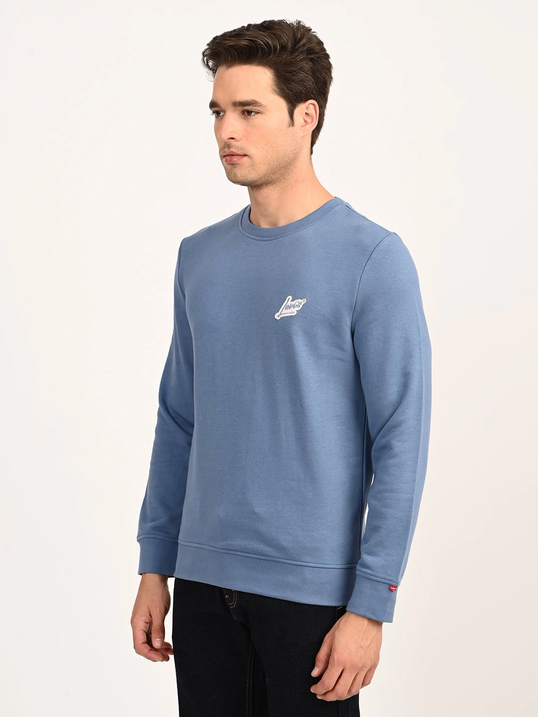 Vintage Band Sweatshirts Men's Brand Logo Blue Crew Neck Sweatshirt