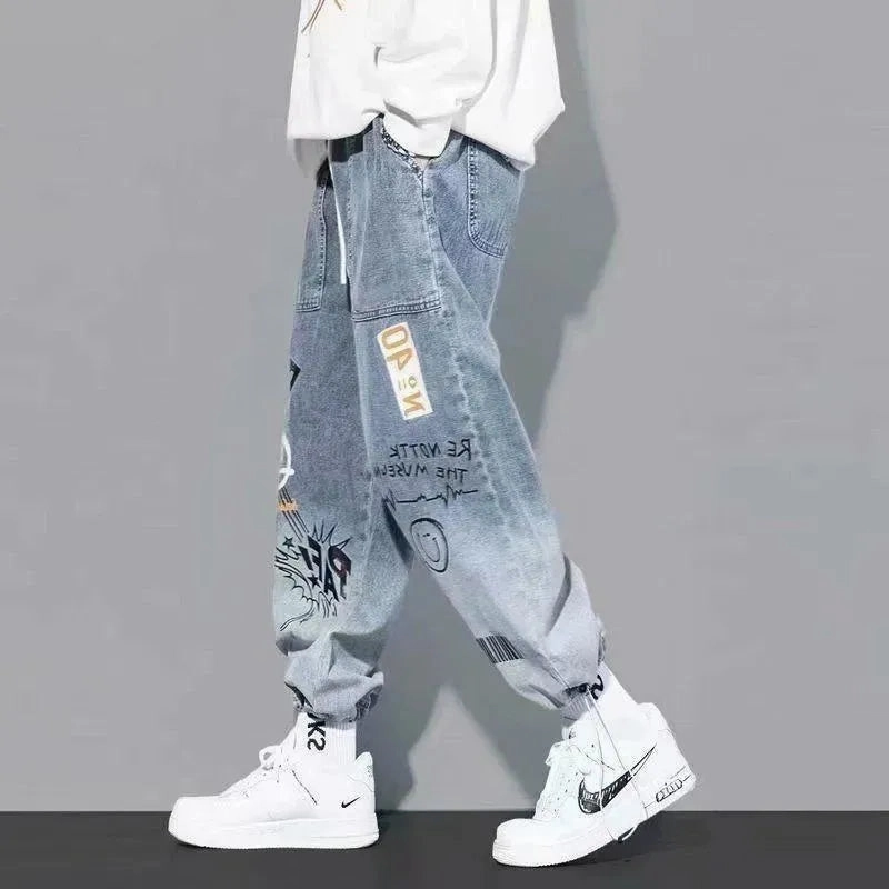 Streetwear Men Cargo Pants - Mid-Rise Drawstring Waist