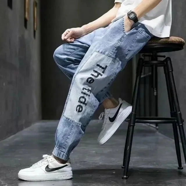 Streetwear Men Cargo Pants - Mid-Rise Drawstring Waist