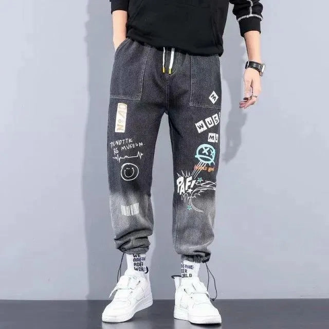 Streetwear Men Cargo Pants - Mid-Rise Drawstring Waist