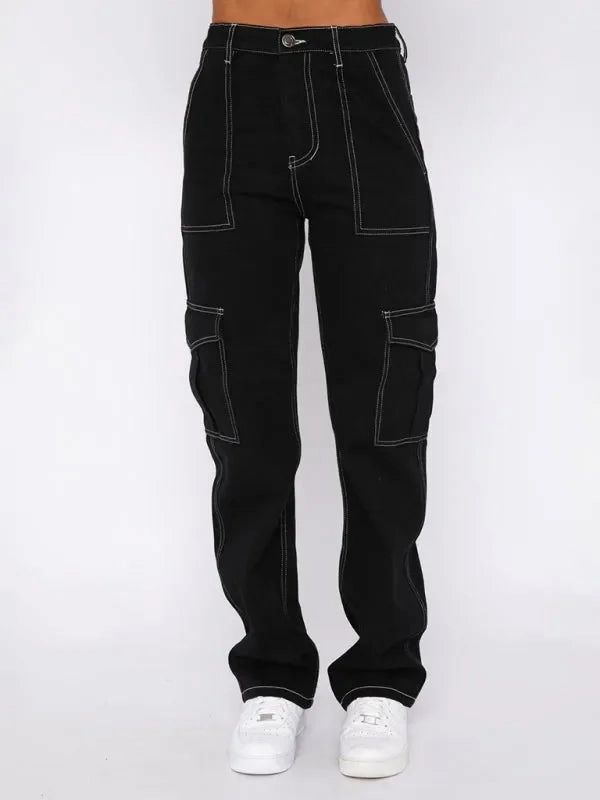 Streetwear Women Cargo Pants - High-Rise Multi-Pocket 42x32 Cargo Pants