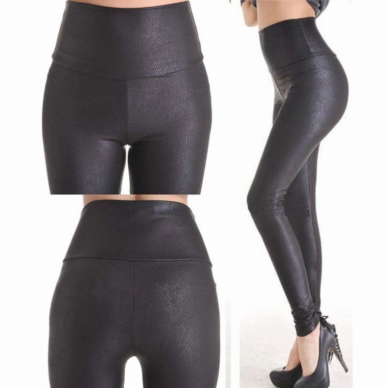Motogirl Cargo Pants Stretch High Waist quality Faux Leather Pants