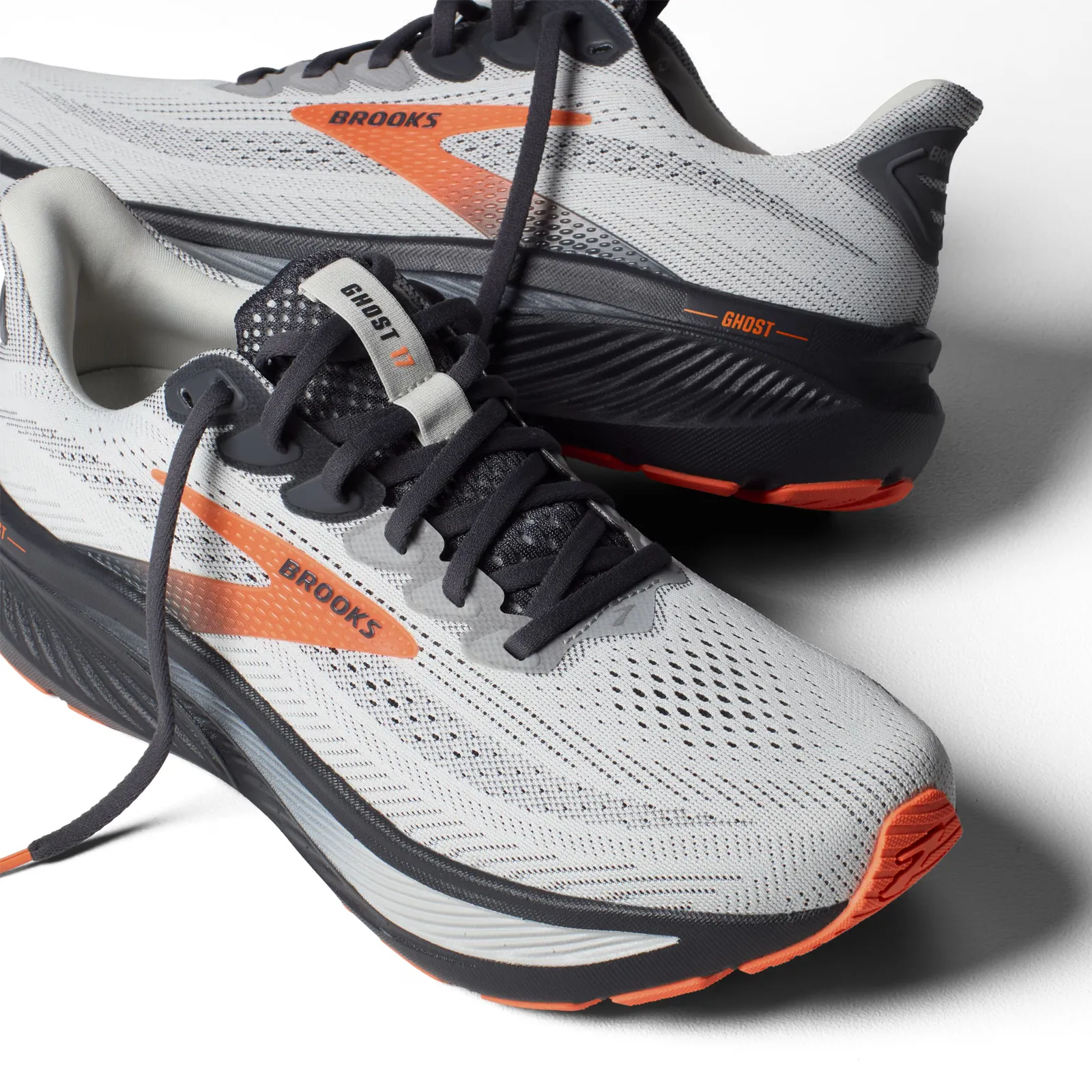 Brooks Ghost 17 Running Shoe (Men) - Oyster Mushroom/Orange/Ebony