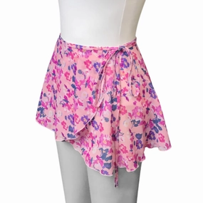 Denim Skirt Long Children's Pink Floral Chiffon Wrap Skirt - One Size