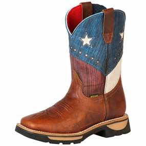 Silver Western Boots Botas de Trabajo de Cuero Horma Rodeo Color Tan con Estrellas GEN