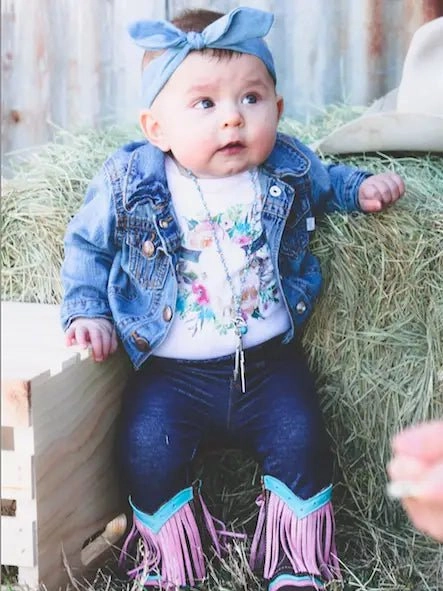 Boots Motorcycle Riding Stylish Fringe Pink Baby Leather Boots - Soft Sole Infant First Steps Footwear