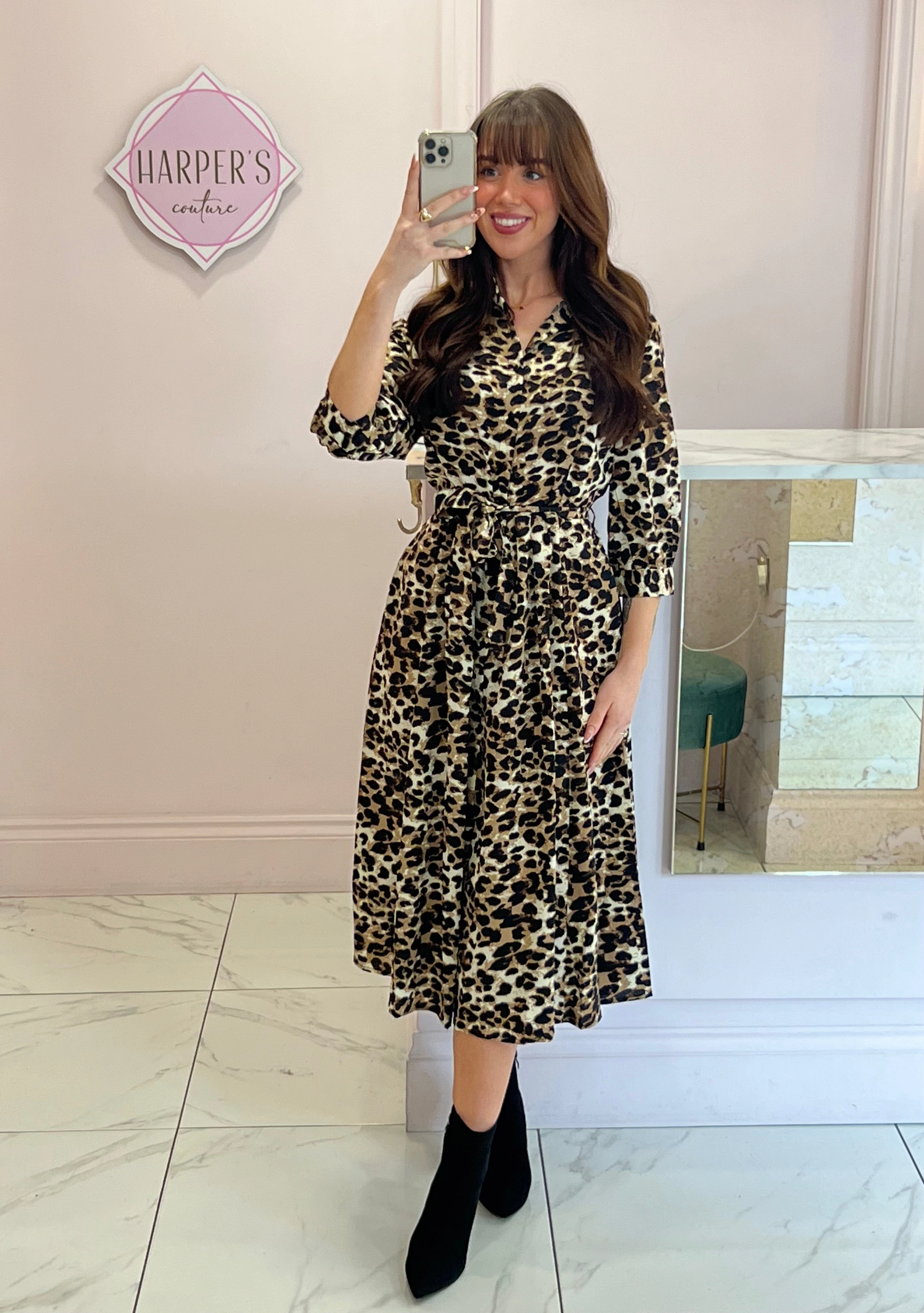 Tiered Midi Dress With Sleeves Ivy Leopard Print Button Up Midi Dress