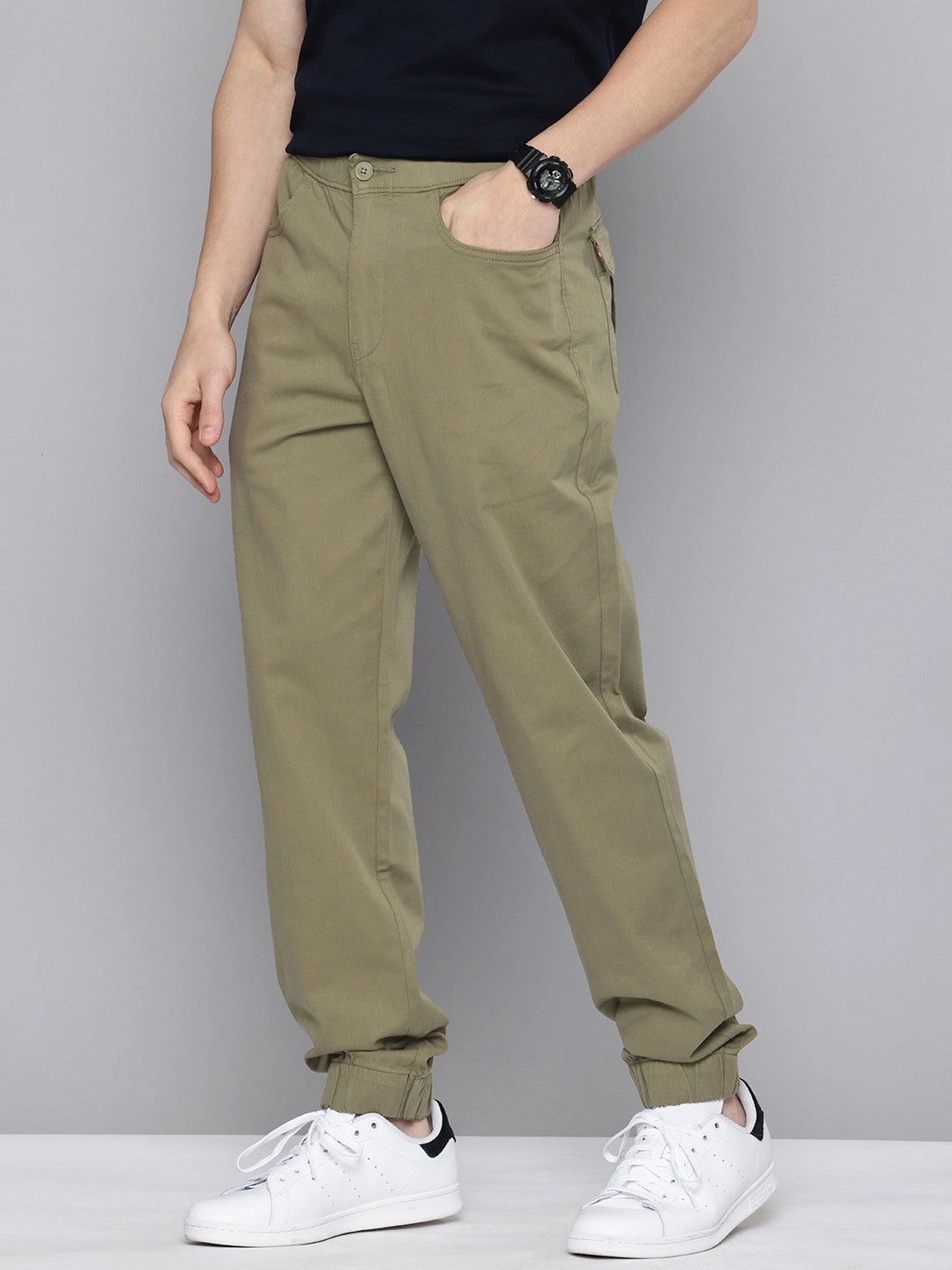 Men's Relaxed Fit Olive Green Jogger Cargos Cargo Pants Knee Length