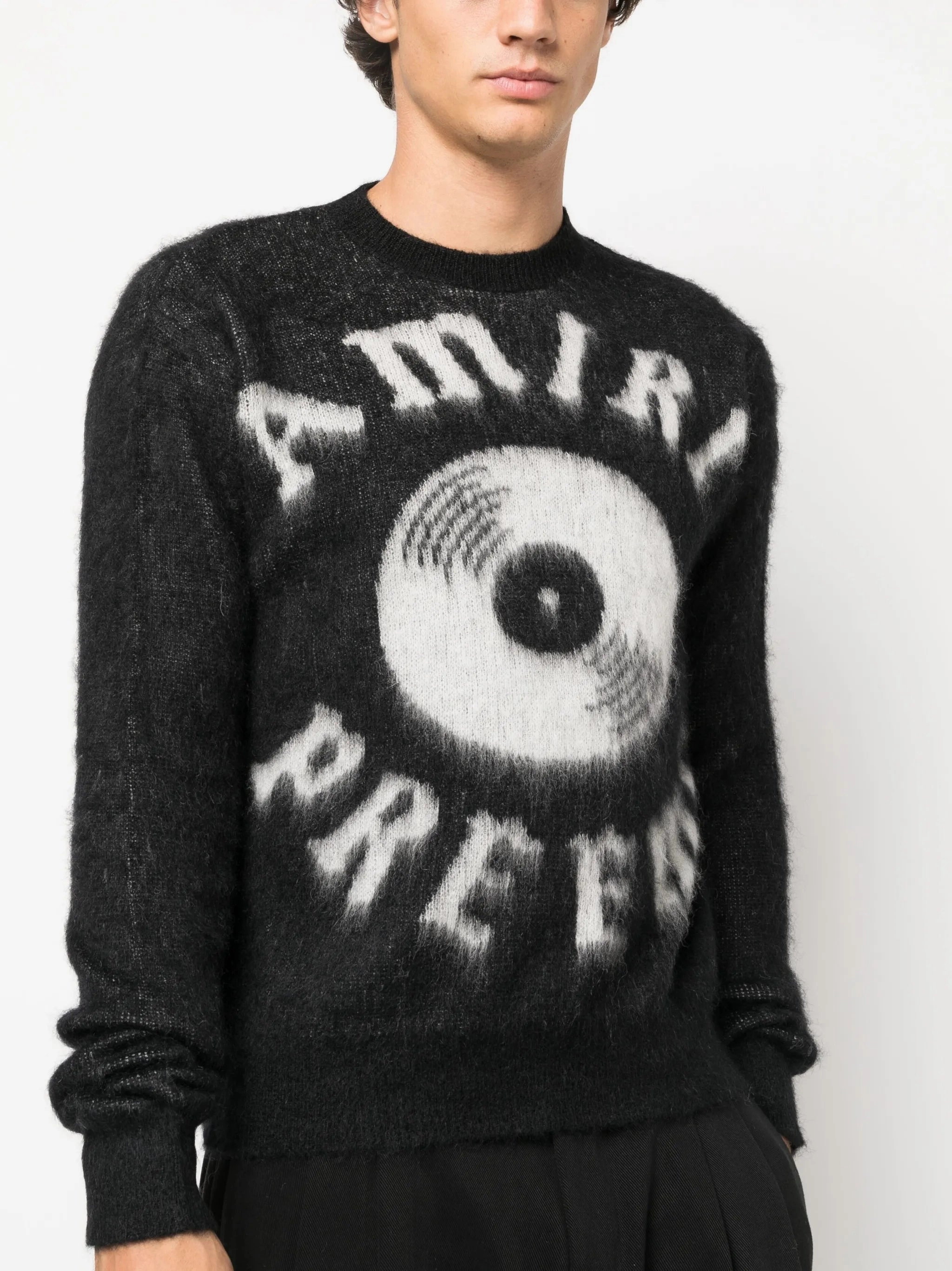 brushed-effect logo-print jumper Knitwear Outfits
