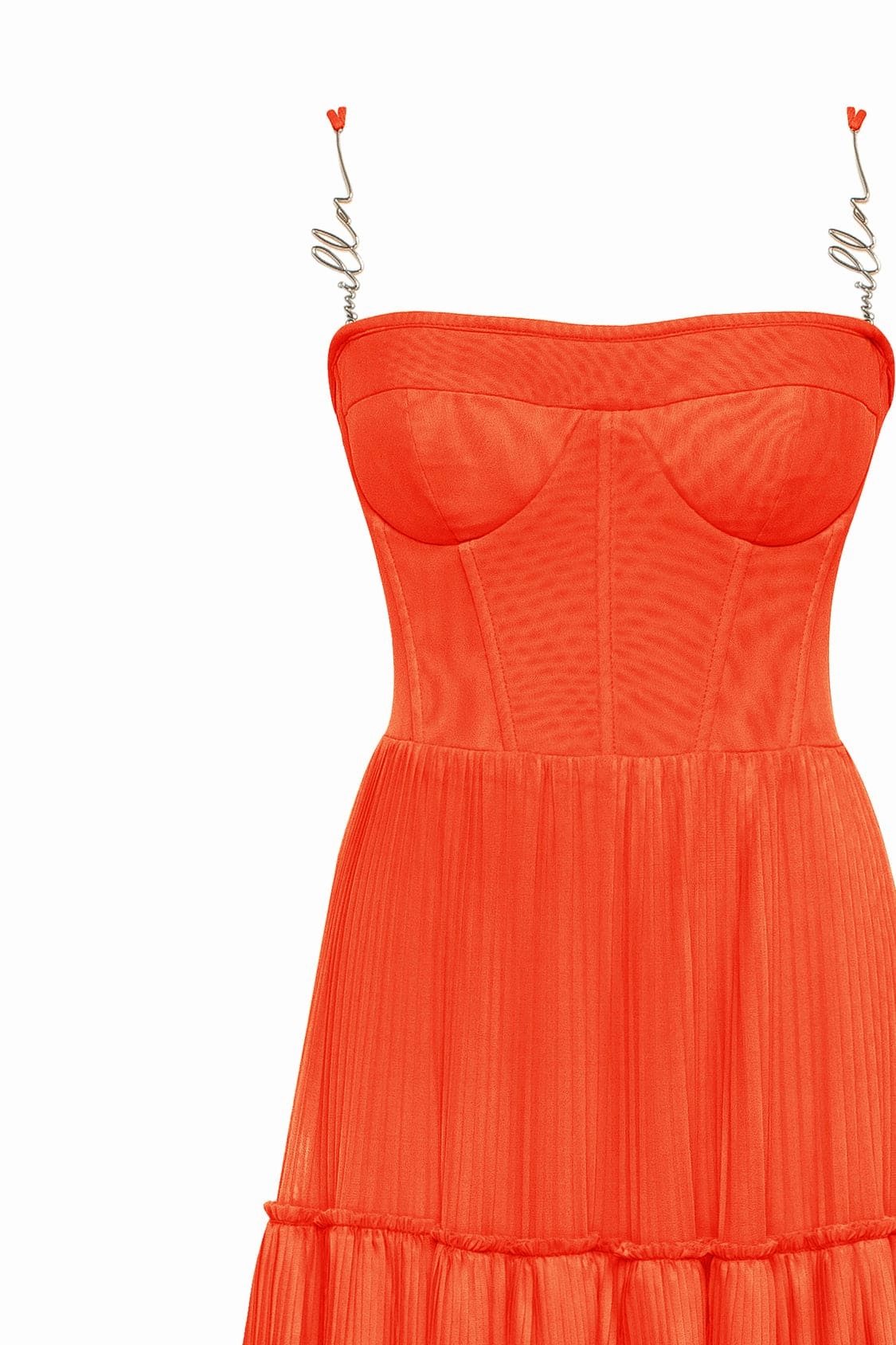 Simple Halloween Dress Coral spaghetti strap pleated maxi dress, Garden of Eden