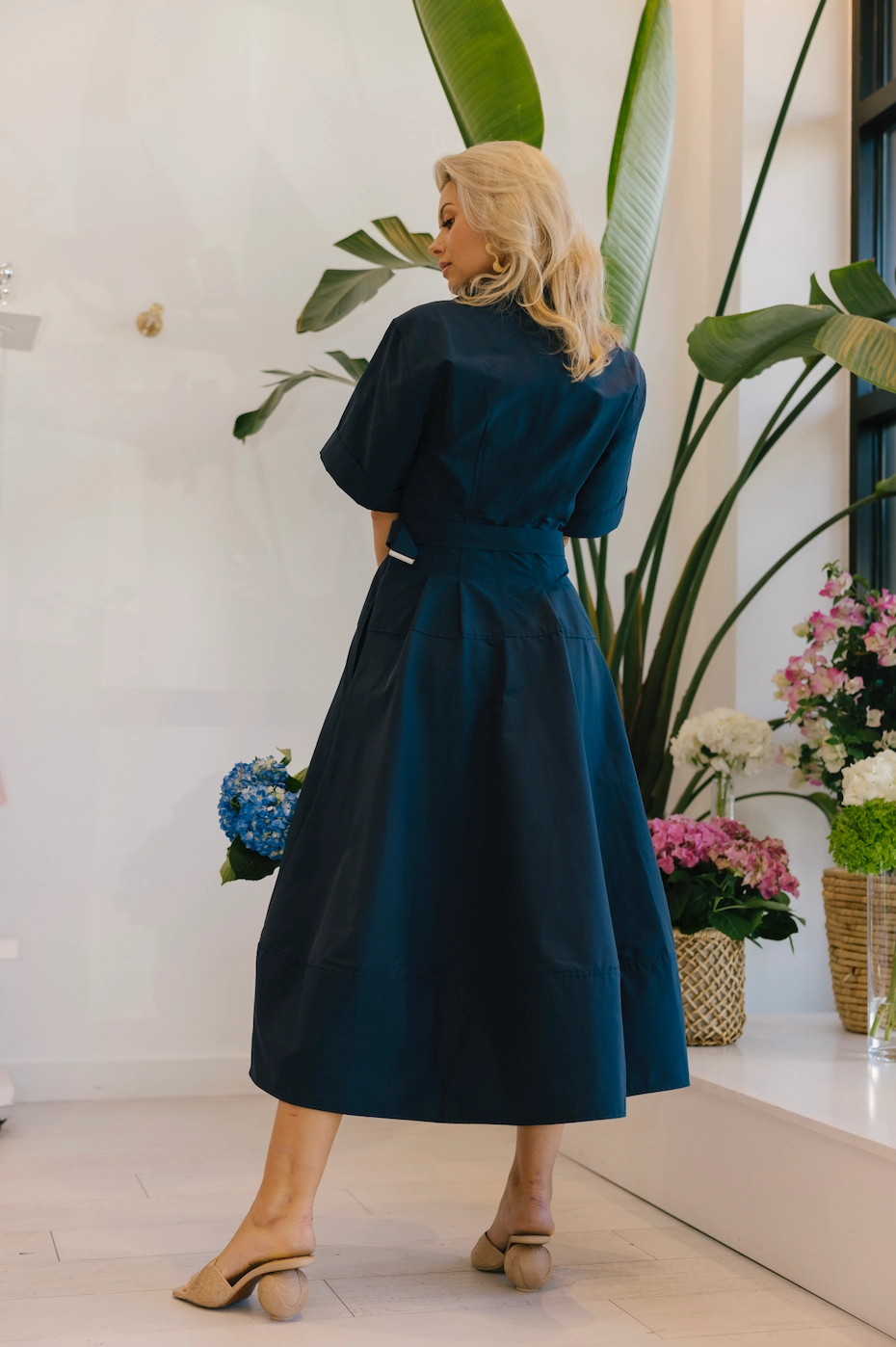 Casual Denim Midi Dress Simkhai - Deanna Belted Midi Dress- Midnight