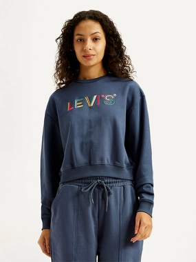 Women's Brand Logo Navy Crew Neck Sweatshirt Primark Sweatshirts