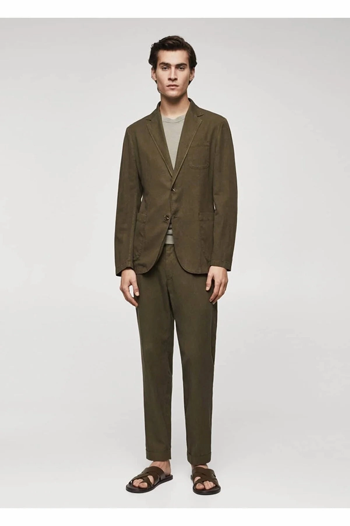 Mango Men's Slim Fit Linen Cotton Blend Blazer Jacket Custom Chef Jackets