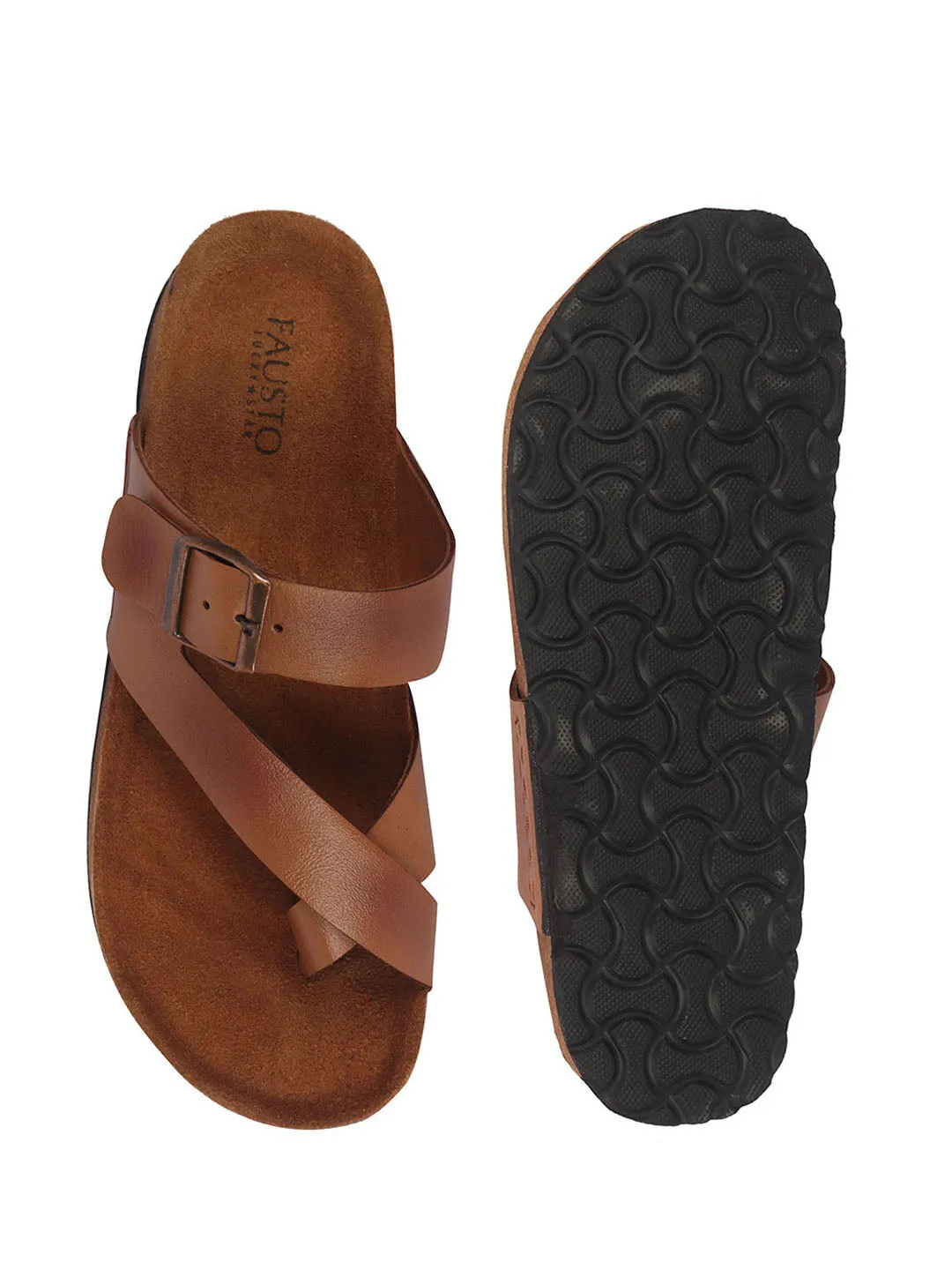 Air Herc Sandals Men Tan Genuine Leather Toe Ring Adjustable Strap Slip On Outdoor Slippers|Cork Latex Suede Footbed|Deep Heel Cup Insole