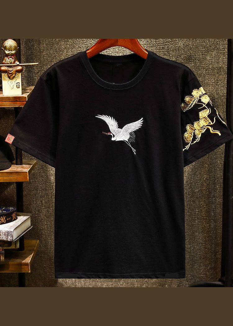 Apparel T Men Summer Shirts Embroideried Chic Black T Shirts 3 Pack