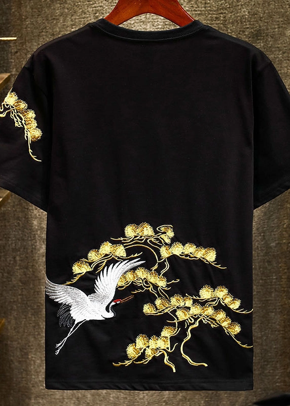 Apparel T Men Summer Shirts Embroideried Chic Black Bluegrass T Shirts