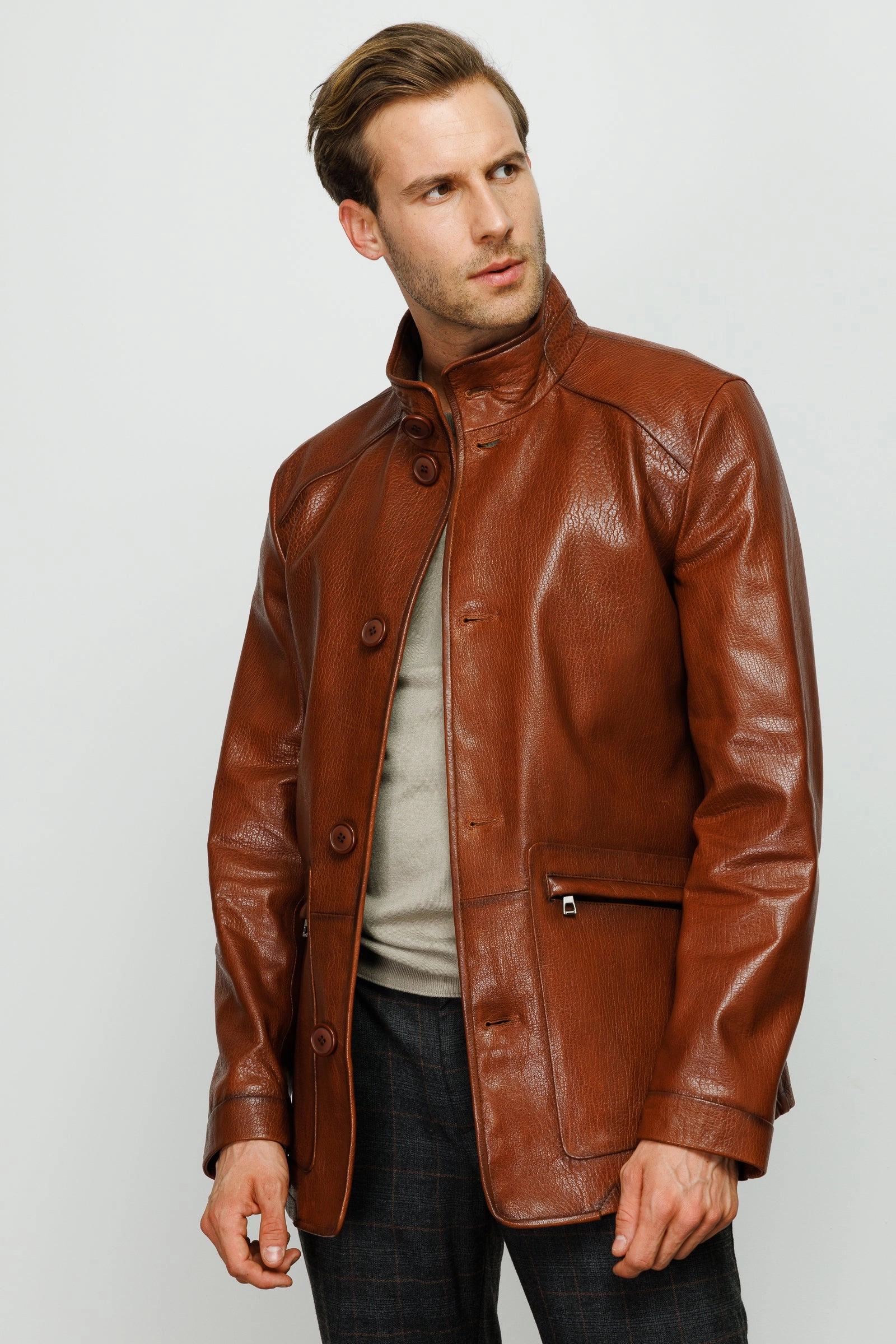 The Barclay Brown Leather Men Jacket Jackets For Men Dress