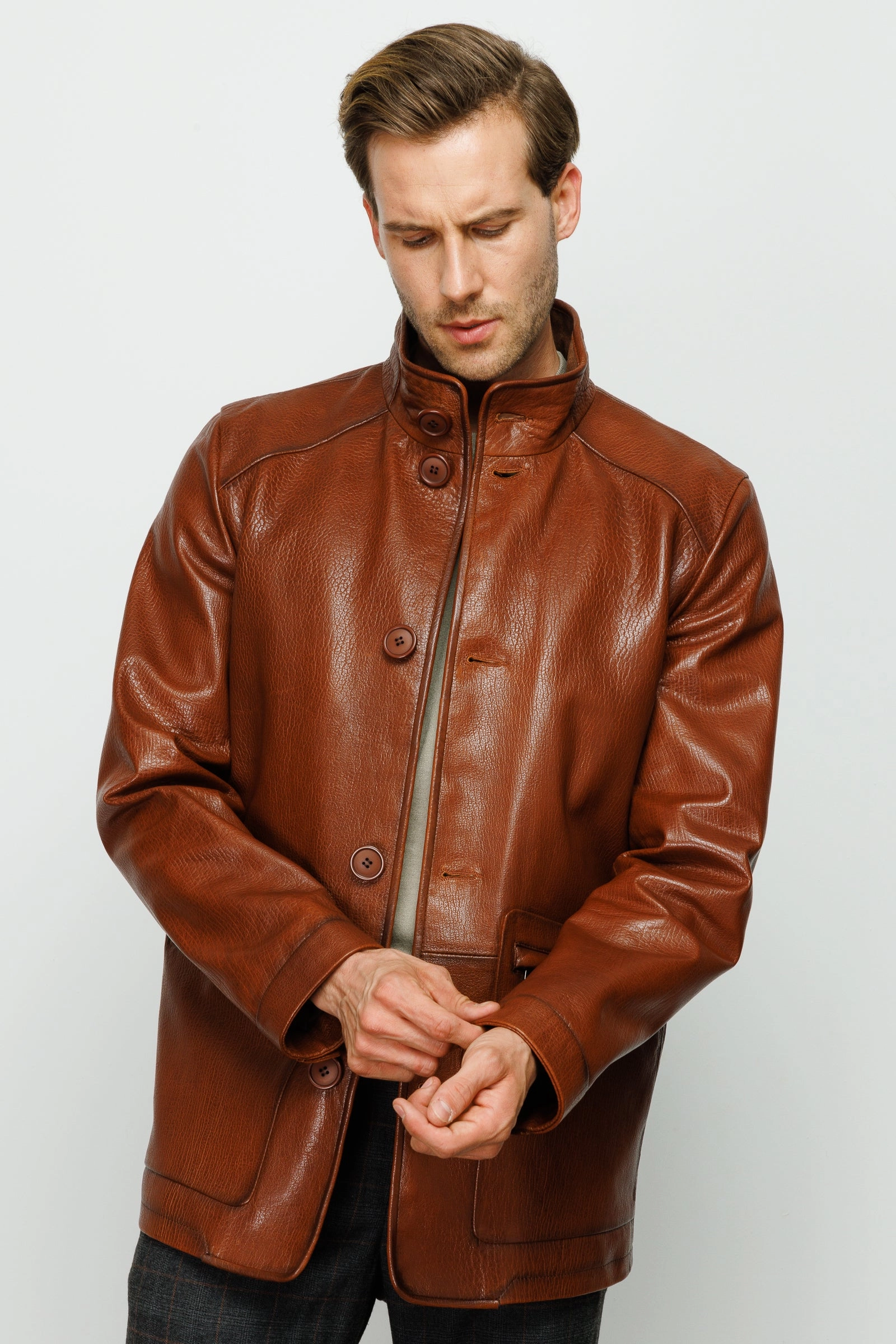 High Quality Winter Jackets The Barclay Brown Leather Men Jacket