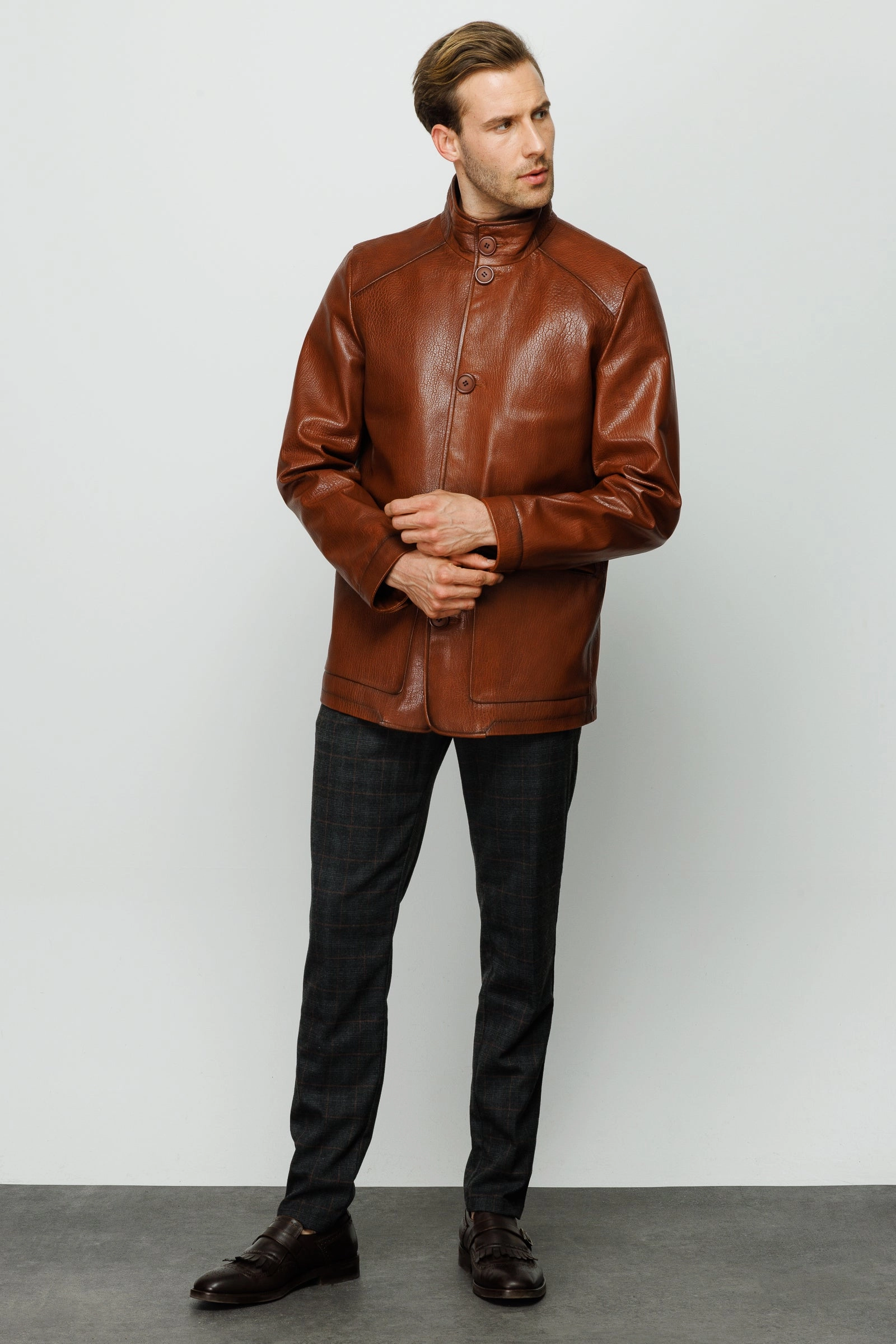 The Barclay Brown Leather Men Jacket Snakeskin Jackets