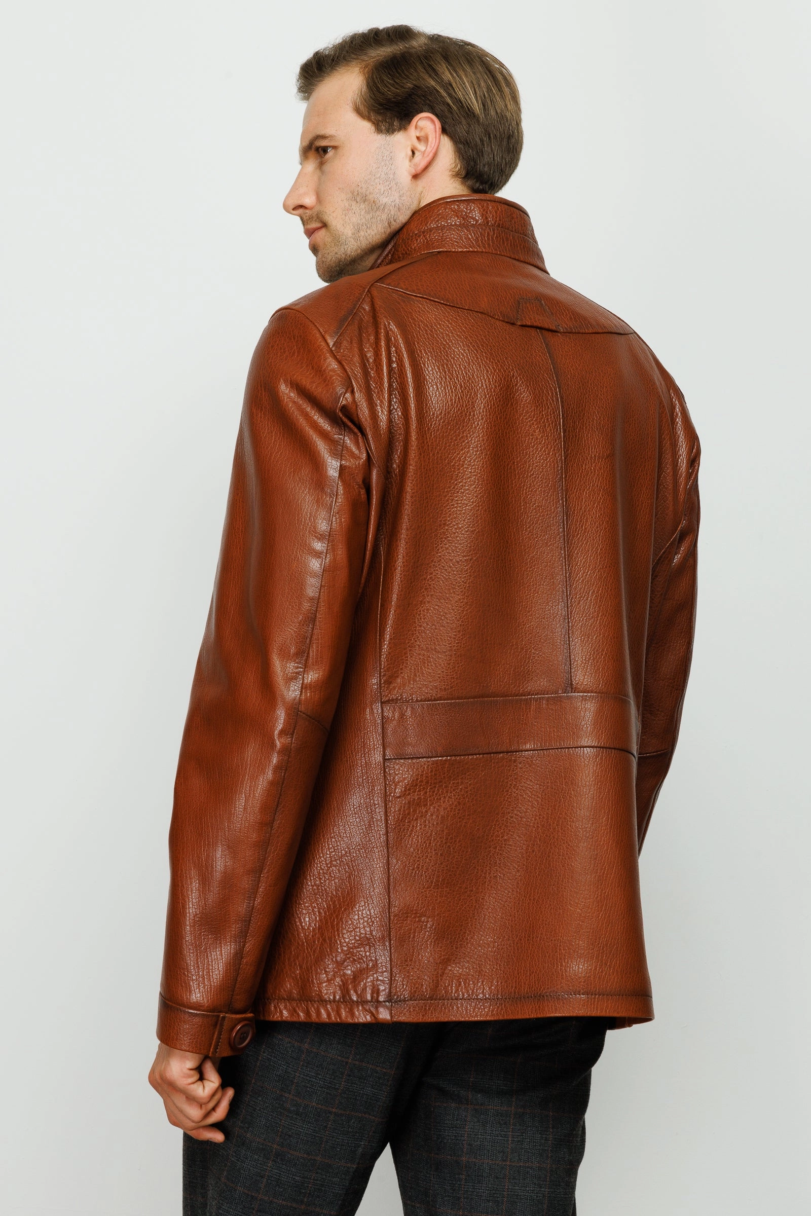 Boucle Jackets The Barclay Brown Leather Men Jacket