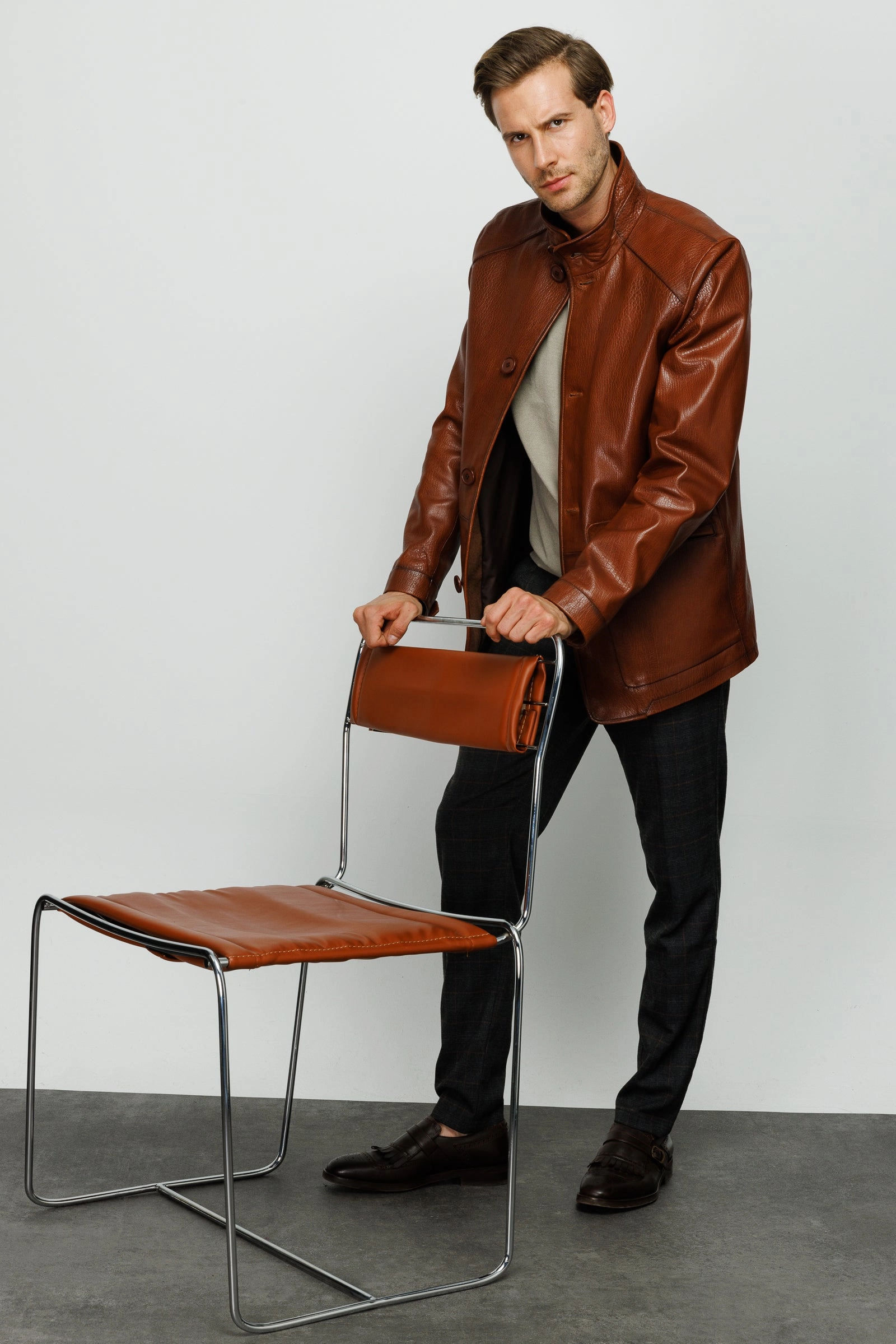 Flight Bomber Jackets The Barclay Brown Leather Men Jacket