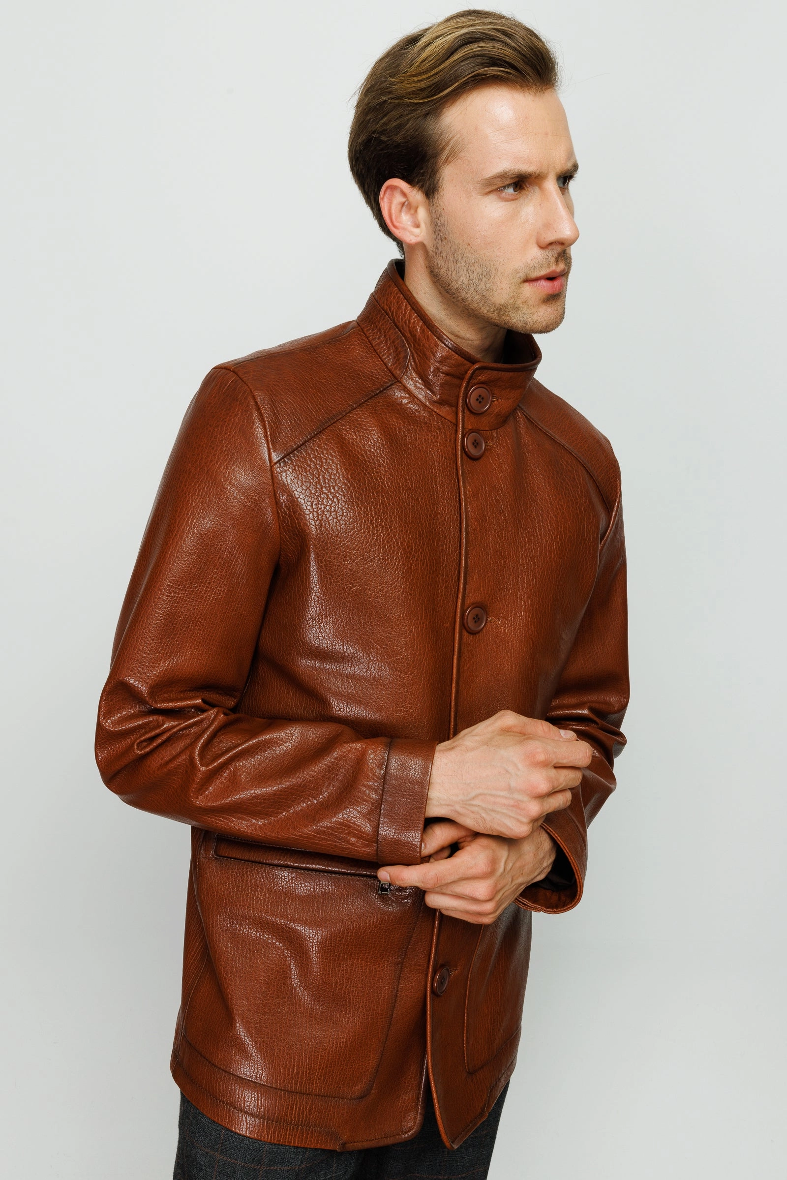 Custom Winter Jackets The Barclay Brown Leather Men Jacket