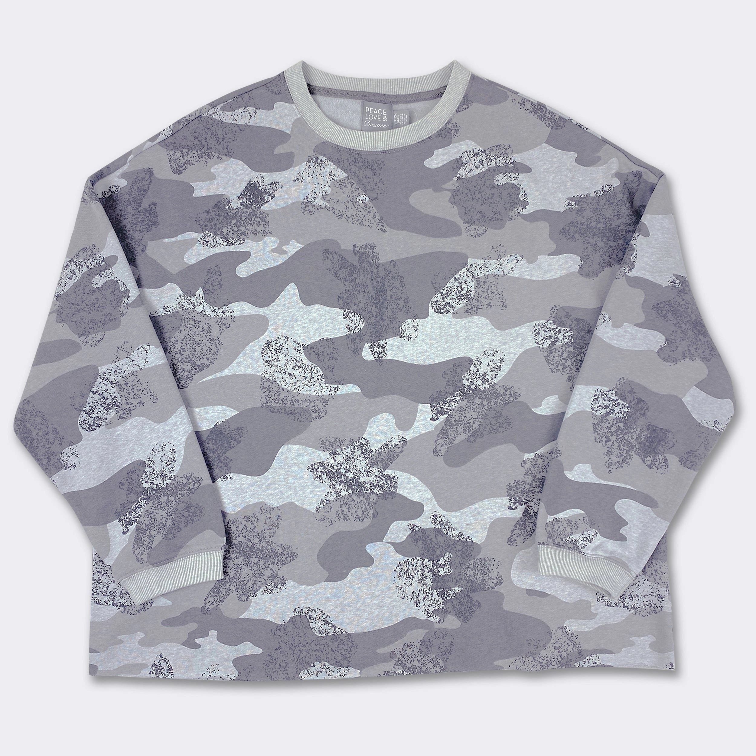Ladies' Grey Mix Camo Comfortwear Collection Sweatshirt Anime Crewneck