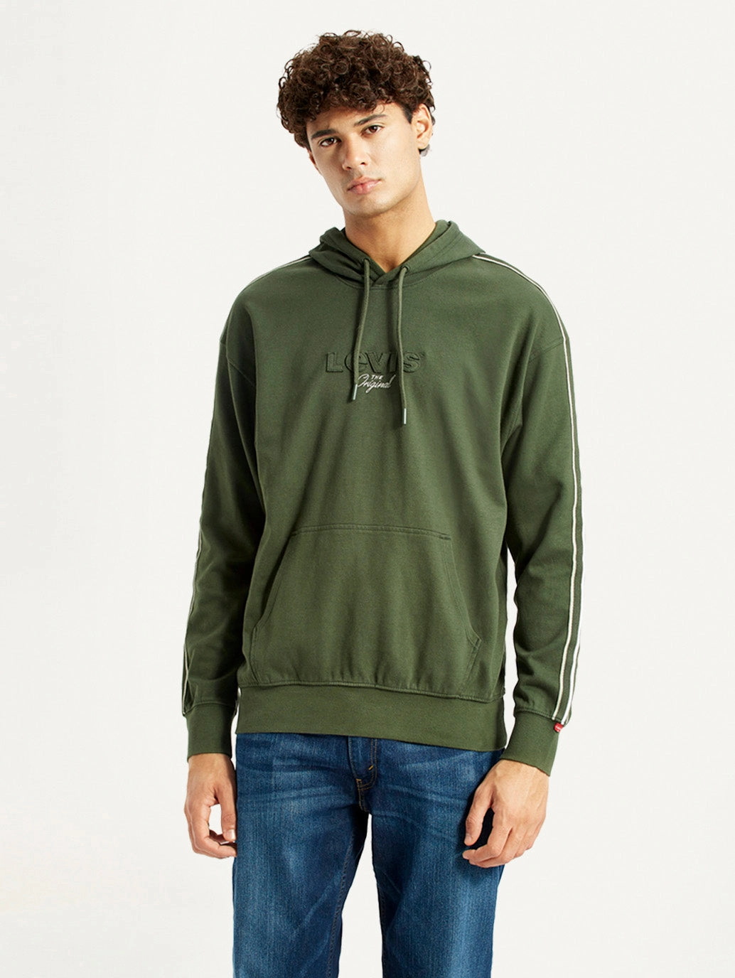 Grunge Sweatshirts Men's Brand Logo Dark Green Hooded Sweatshirt