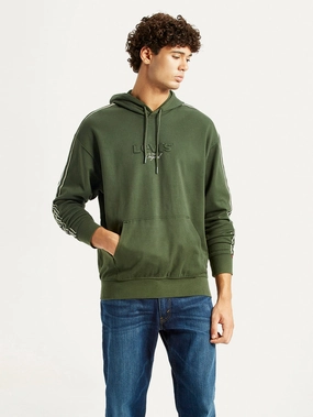 Men's Brand Logo Dark Green Hooded Sweatshirt Hasting And Smith Sweatshirts