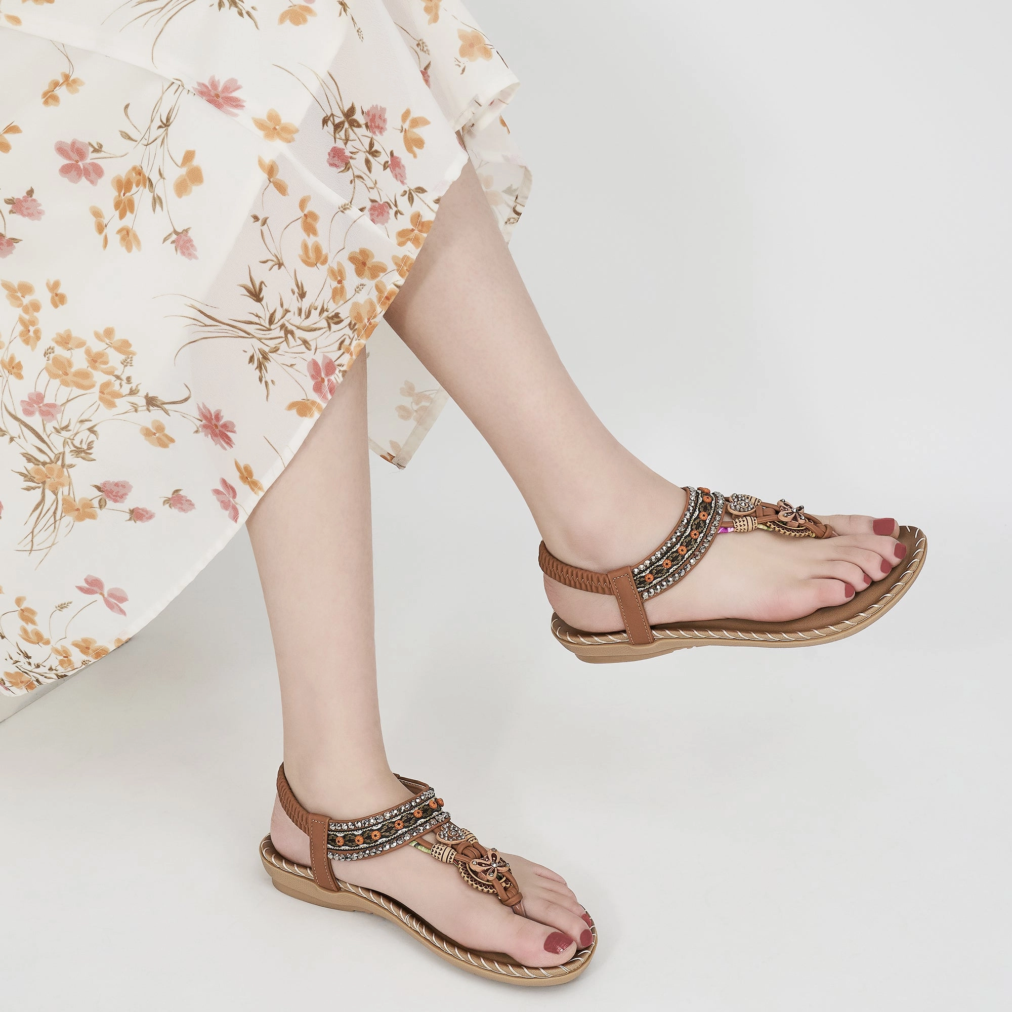 Wide Width Closed Toe Sandals Ablanczoom Sandals Women: Women Flats Sandals for Dresses - Elastic Ankle Strap Flip Flops