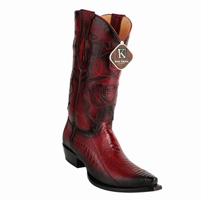 Men's King Exotic Snip Toe Ostrich Leg Boots Handcrafted Burnished Burgundy (494RD0543) Pictures Of Cowboy Boots