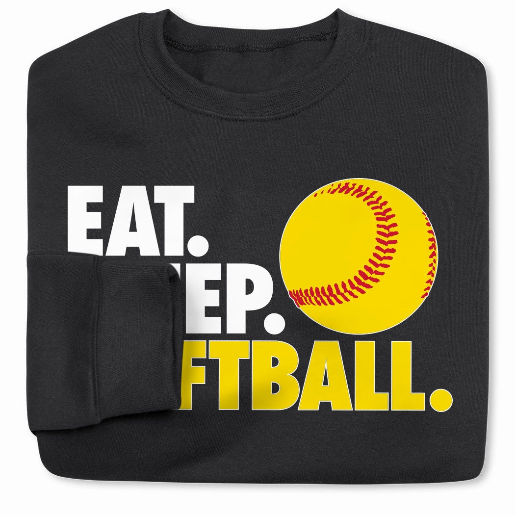 Softball Crewneck Sweatshirt - Eat Sleep Softball Support The Troops Sweatshirts