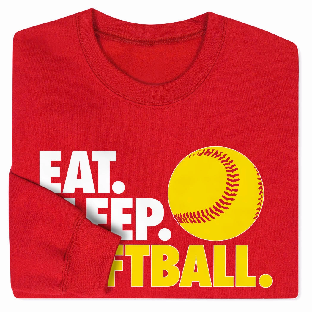 Softball Crewneck Sweatshirt - Eat Sleep Softball Curling Sweatshirts
