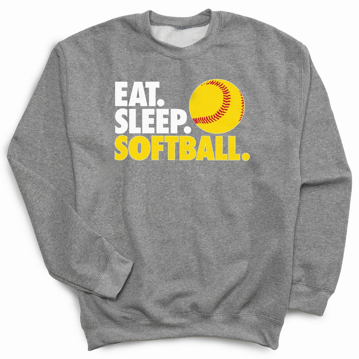 Custom Felt Letter Sweatshirts Softball Crewneck Sweatshirt - Eat Sleep Softball