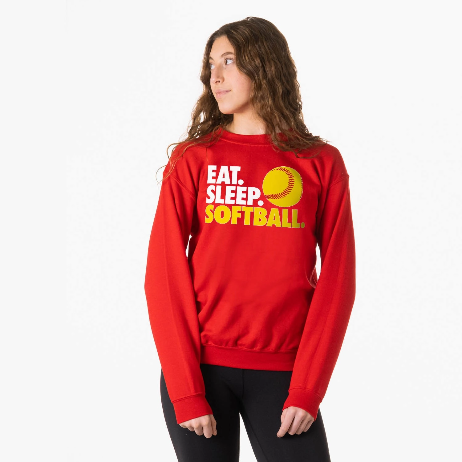 Softball Crewneck Sweatshirt - Eat Sleep Softball All Cotton Sweatshirts