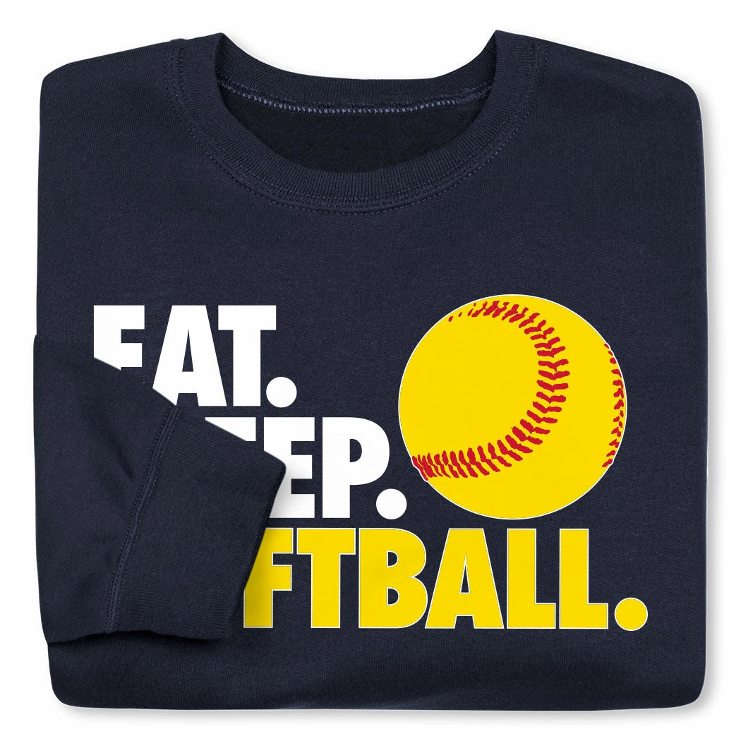 Ugly Sweatshirts Softball Crewneck Sweatshirt - Eat Sleep Softball