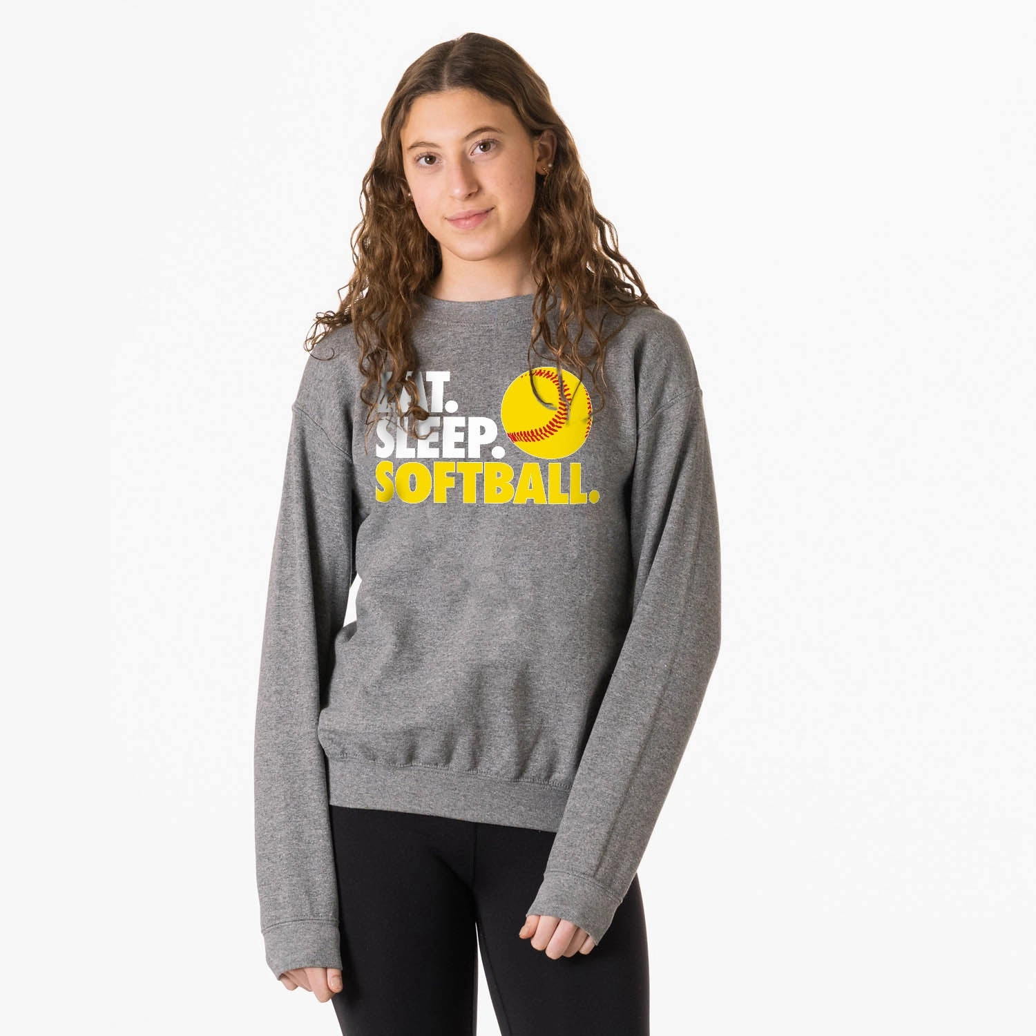 Softball Crewneck Sweatshirt - Eat Sleep Softball Denim Sweatshirts