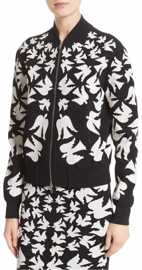 Swallow Jacquard Knit Zip Sweater & Pencil Skirt Set