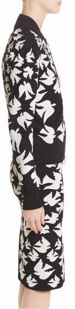 Swallow Jacquard Knit Zip Sweater & Pencil Skirt Set