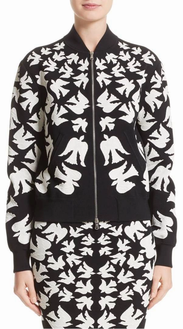 Swallow Jacquard Knit Zip Sweater & Pencil Skirt Set