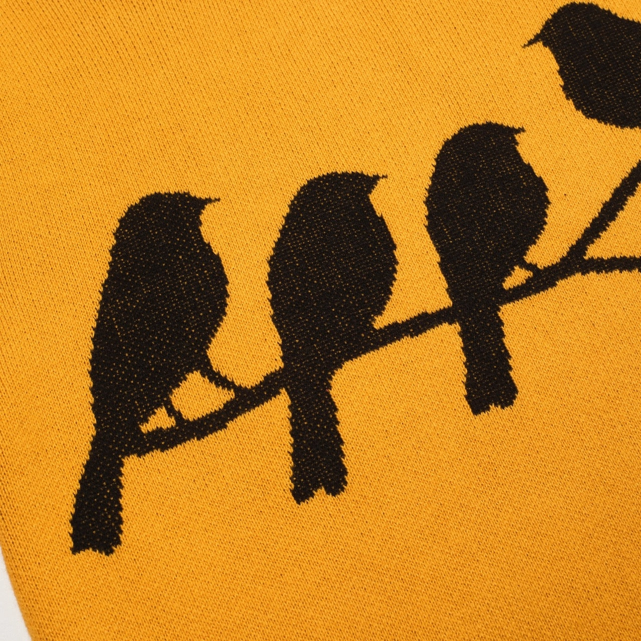 Women's retro yellow bird jacquard knitwear Johan Ku Knitwear