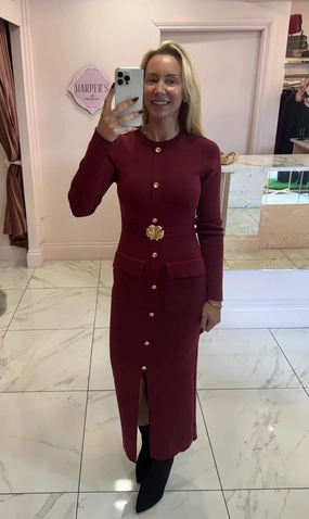 Maxine Burgundy Knit Midi Dress Soledad Midi Dress
