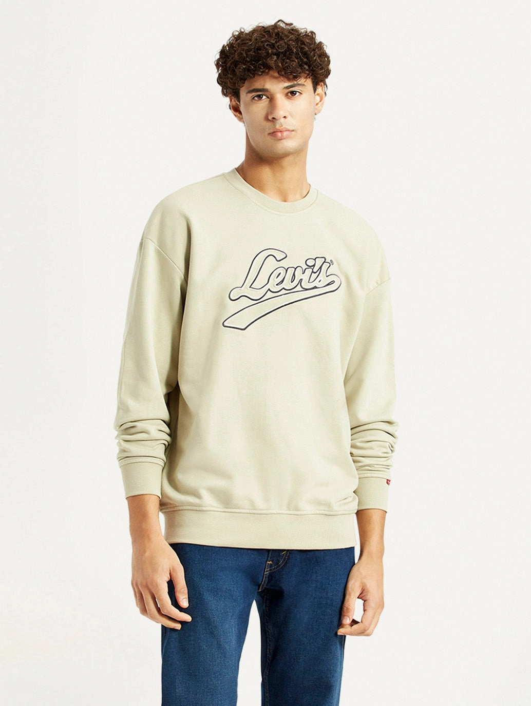 Sweatshirts Uae Men's Brand Logo Beige Crew Neck Sweatshirt