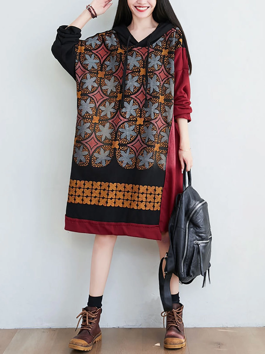 Women Artsy Flower Spliced Spring Hooded Sweatshirt KL1047 Cyclones Football Sweatshirts