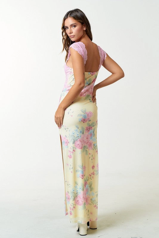 Sweet Tea Mesh Floral Maxi Dress Maxi Dress By