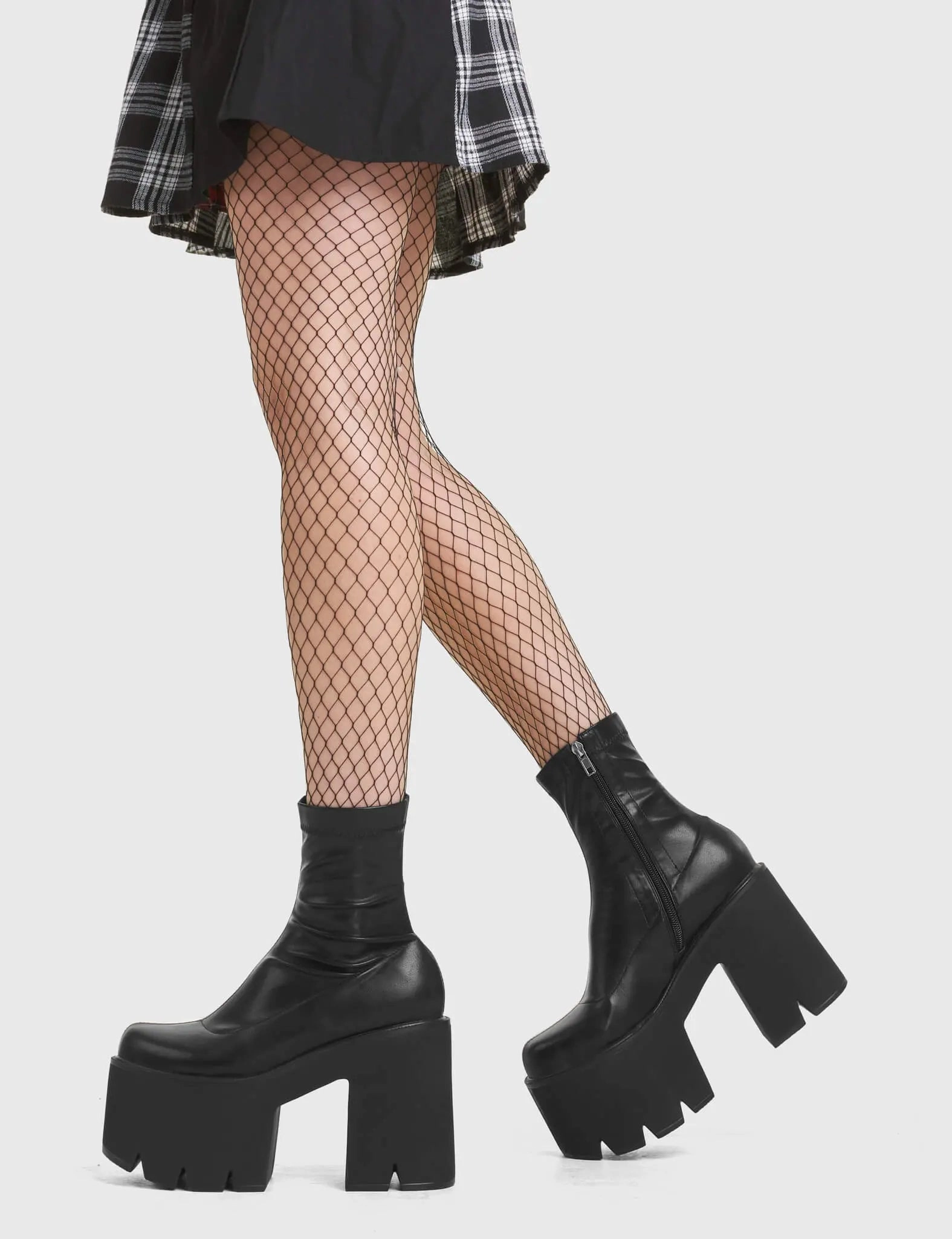 Switch Off Chunky Platform Ankle Boots Heeled Military Ankle Boots