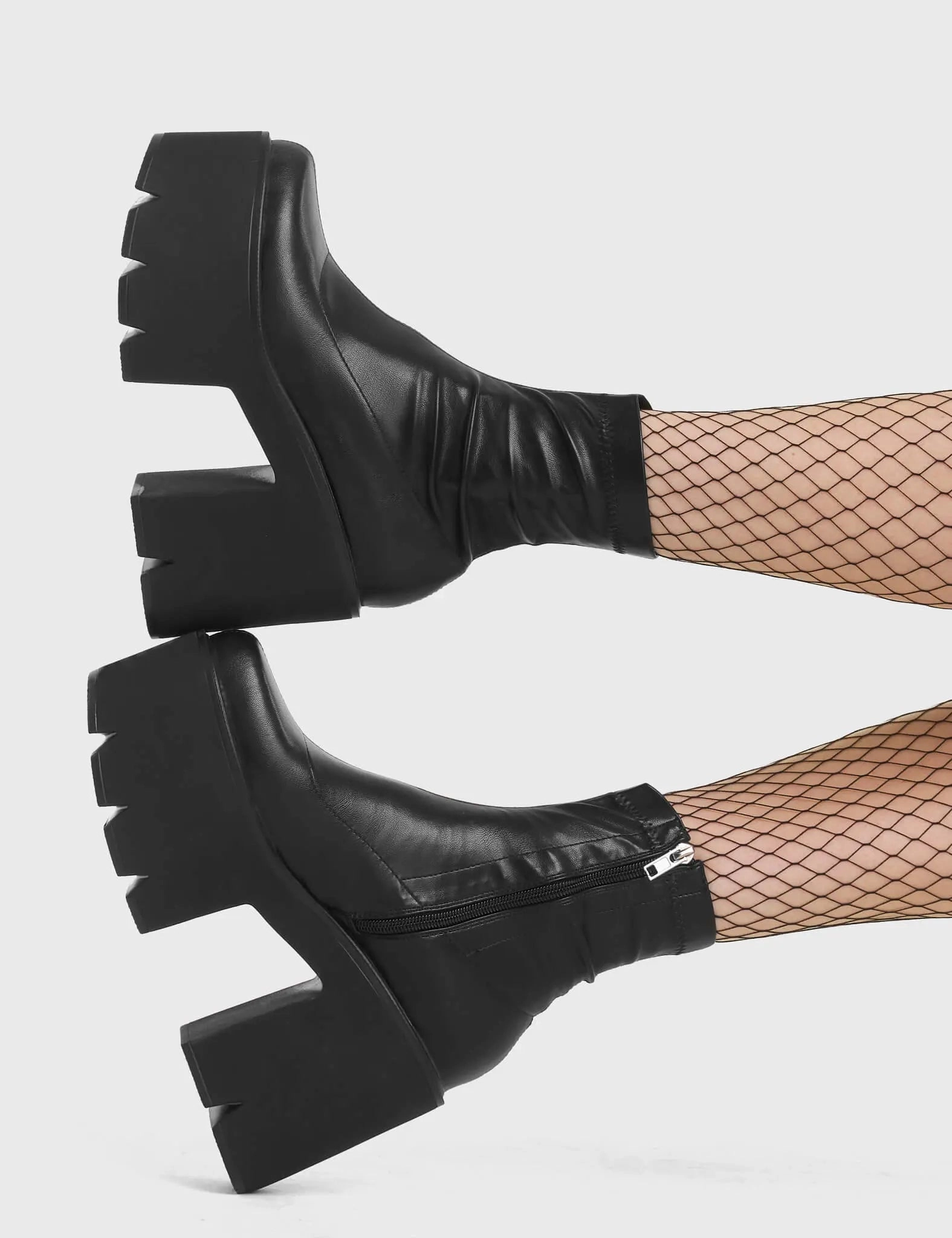 Switch Off Chunky Platform Ankle Boots Split Suede Ankle Boots