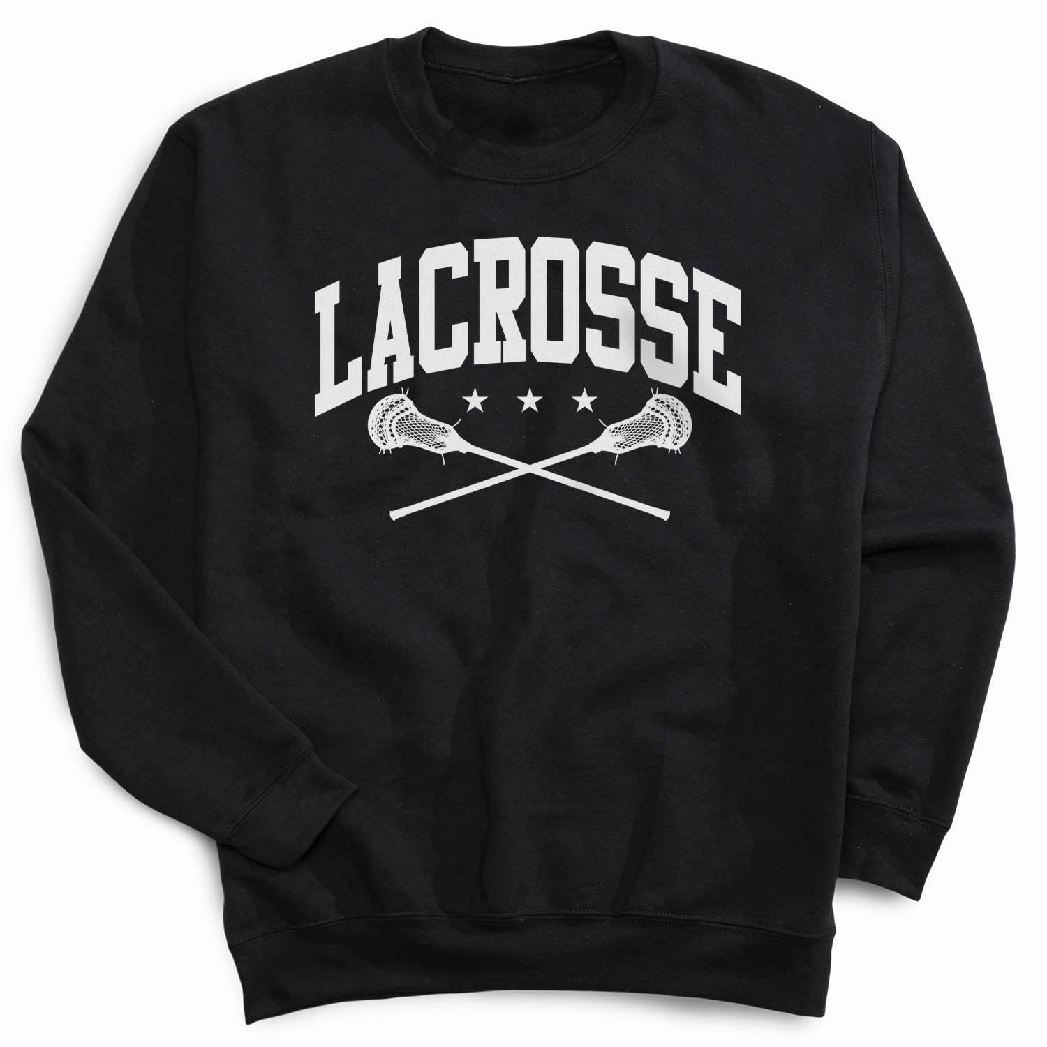 Guys Lacrosse Crewneck Sweatshirt - Lacrosse Crossed Sticks Vintage College Football Sweatshirts