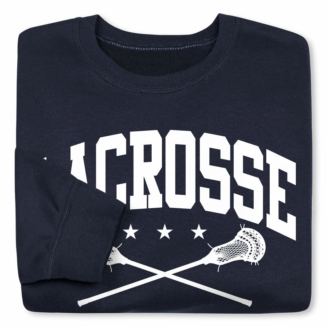Great Grandma Sweatshirts Guys Lacrosse Crewneck Sweatshirt - Lacrosse Crossed Sticks