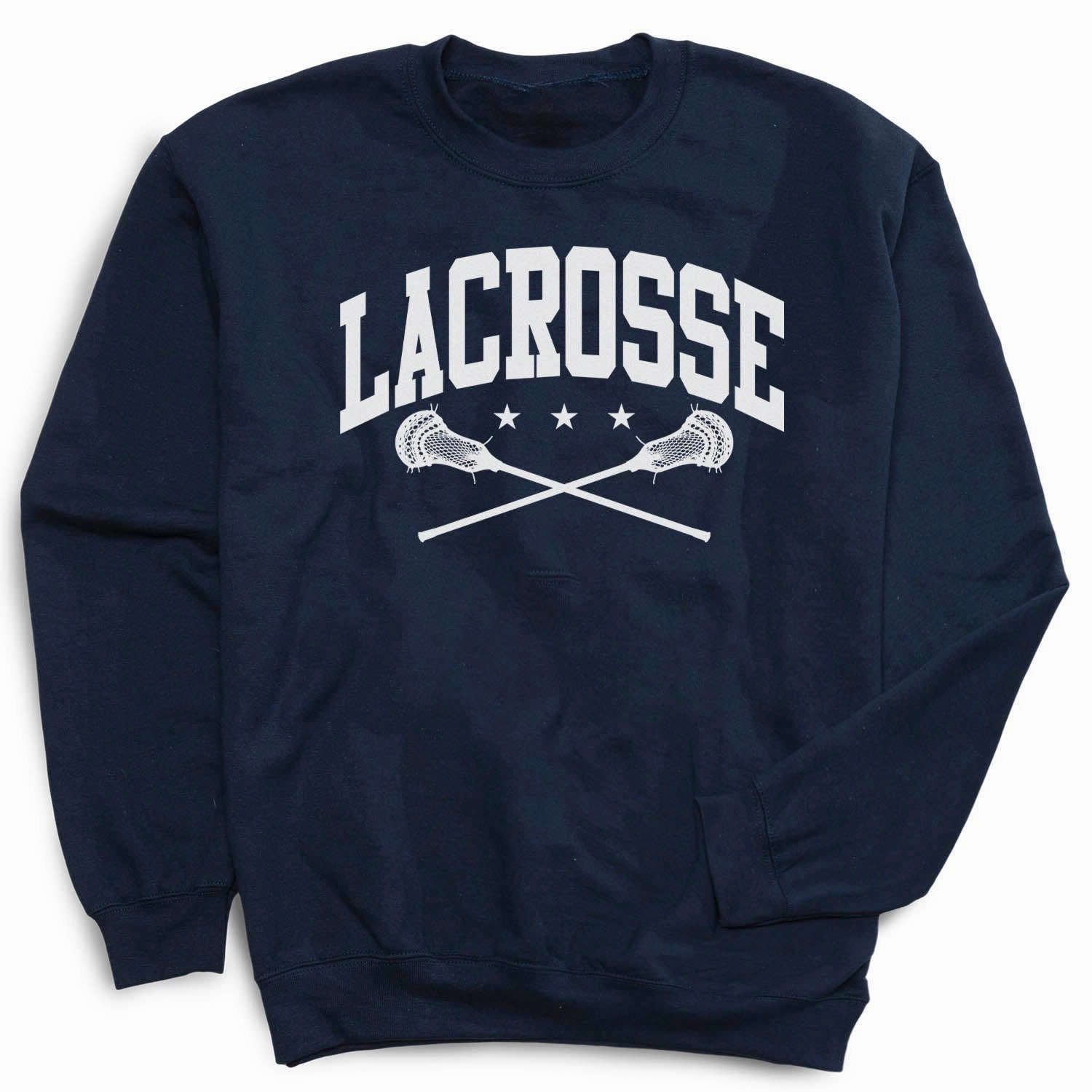 Christian Themed Sweatshirts Guys Lacrosse Crewneck Sweatshirt - Lacrosse Crossed Sticks